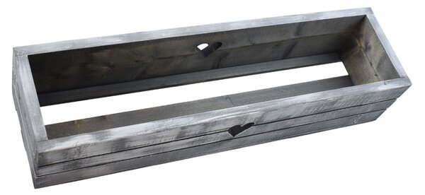 Dřevěný truhlík z masivu srdce – šedý s bílou patinou 70 cm