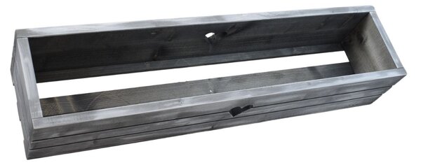 Dřevěný truhlík z masivu srdce – šedý s bílou patinou 80 cm
