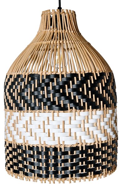 Závěsná lampa TURABO Ratan Černá/Bílá