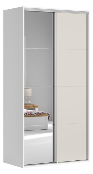 Šatní skříň BRW Flex 246 (bílá + kašmír) (se zrcadlem)