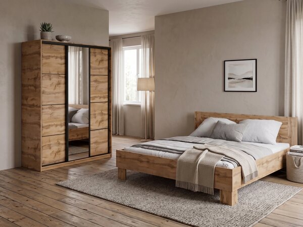 Ložnice NEJBY BARNABA PREMIUM 150 s postelí 180x200 cm s vyšším čelem, dub wotan