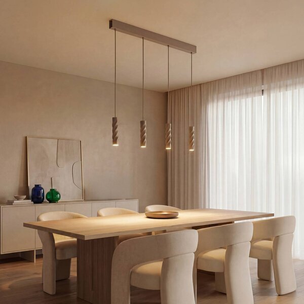 OSRAM Závěsné světlo Decor Twirl, béžová, délka 86 cm, se 4 žárovkami, stmívatelný, Krémová / jantar, Obývací pokoj / jídelna, kov, Moderní
