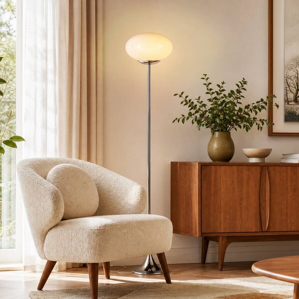 OSRAM Stojací lampa Decor Forma, růžová/chrom, výška 149 cm, sklo, stmívatelný, Fialová / růžová / barva růže, Obývací pokoj / jídelna, kov, Moderní