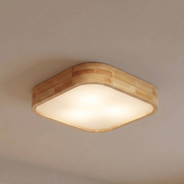 Lindby Stropní světlo Tanju, 40 cm × cm, světlé dřevo, E27, stmívatelný, Světlé dřevo, Obývací pokoj / jídelna, Dřevo