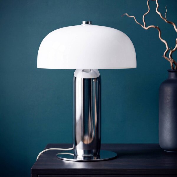 OSRAM Stolní lampa Decor Arc, chrom/bílá, výška 45 cm, E14, stmívatelný, Chrom / stříbro, Obývací pokoj / jídelna, kov, Moderní
