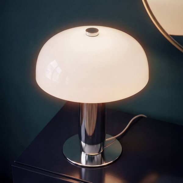 OSRAM Stolní lampa Decor Arc, chrom/bílá, výška 45 cm, E14, stmívatelný, Chrom / stříbro, Obývací pokoj / jídelna, kov, Moderní