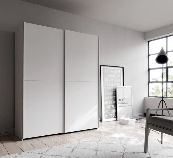 Šatní skříň s posuvnými dveřmi KEBAN 150 cm, bílá