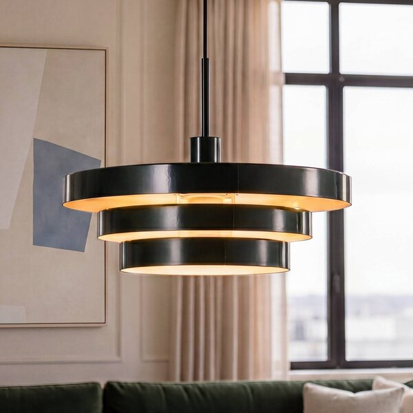 OSRAM Závěsné světlo Decor Layer, tmavě zelené, Ø 40 cm, kov, stmívatelný, Zelená, Obývací pokoj / jídelna, kov, Moderní