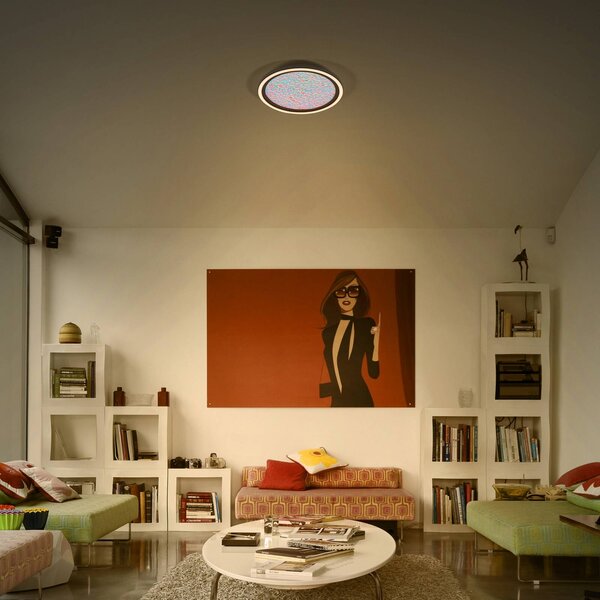 OSRAM LED stropní svítidlo Orbis Iridy, černé, Ø 30 cm, Click-, Černá, Obývací pokoj / jídelna, kov, Moderní