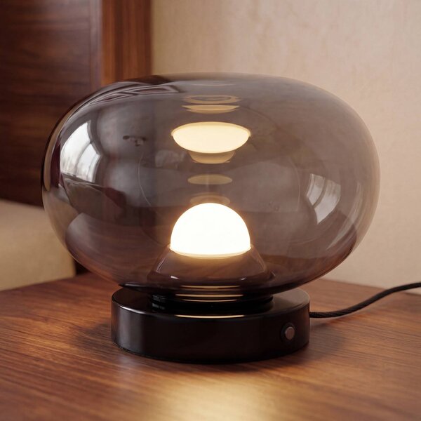 OSRAM LED stolní lampa na baterie Decor Satellite, šedá, 13 cm, stmívatelné, stmívatelný, Hliník / šedá / zinek, Obývací pokoj / jídelna, Sklo, Moderní