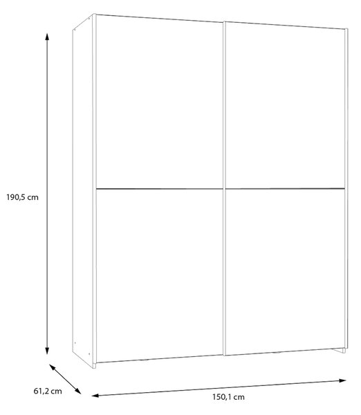 Šatní skříň s posuvnými dveřmi KEBAN 150 cm, bílá