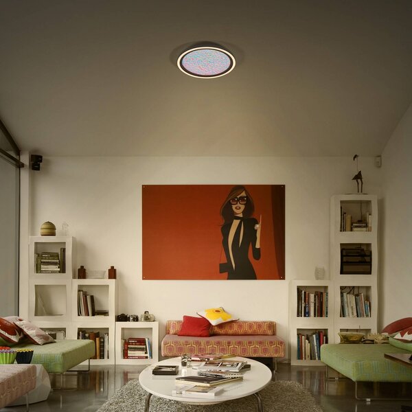 OSRAM LED stropní svítidlo Orbis Iridy, černé, Ø 30 cm, Click-, Černá, Obývací pokoj / jídelna, kov, Moderní