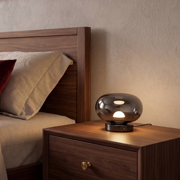 OSRAM LED stolní lampa na baterie Decor Satellite, šedá, 13 cm, stmívatelné, stmívatelný, Hliník / šedá / zinek, Obývací pokoj / jídelna, Sklo, Moderní