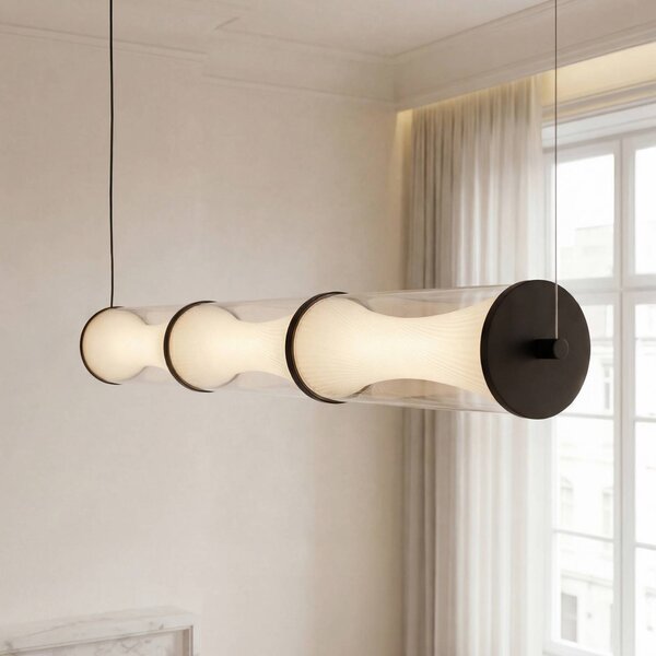 OSRAM LED závěsné světlo Decor Squeeze, černé, 101 cm, sklo, Černá, Obývací pokoj / jídelna, kov, Moderní