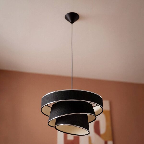 OSRAM Závěsné světlo Decor Glittey, tmavě šedé, Ø 40 cm, textil, stmívatelný, Hliník / šedá / zinek, Obývací pokoj / jídelna, Textil / tkanina / hedvábí, Moderní