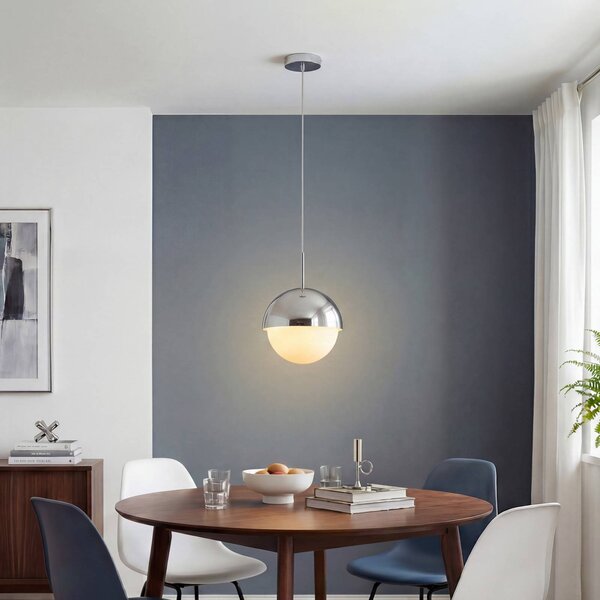 OSRAM Závěsné světlo Decor Dome, chromová barva, Ø 22 cm, kov, stmívatelný, Chrom / stříbro, Obývací pokoj / jídelna, kov, Moderní