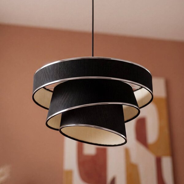 OSRAM Závěsné světlo Decor Glittey, tmavě šedé, Ø 40 cm, textil, stmívatelný, Hliník / šedá / zinek, Obývací pokoj / jídelna, Textil / tkanina / hedvábí, Moderní