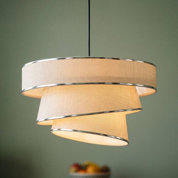 OSRAM Závěsné světlo Decor Glittey, béžové, Ø 40 cm, textilní, stmívatelný, Krémová / jantar, Obývací pokoj / jídelna, Textil / tkanina / hedvábí, Moderní