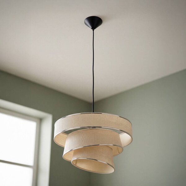 OSRAM Závěsné světlo Decor Glittey, béžové, Ø 40 cm, textilní, stmívatelný, Krémová / jantar, Obývací pokoj / jídelna, Textil / tkanina / hedvábí, Moderní