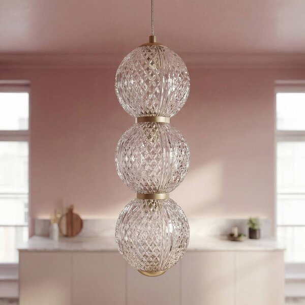 OSRAM LED závěsné světlo Decor Xstal, v barvě mosazi, Ø 12 cm, Mosaz / zlato, Obývací pokoj / jídelna, Sklo, Moderní