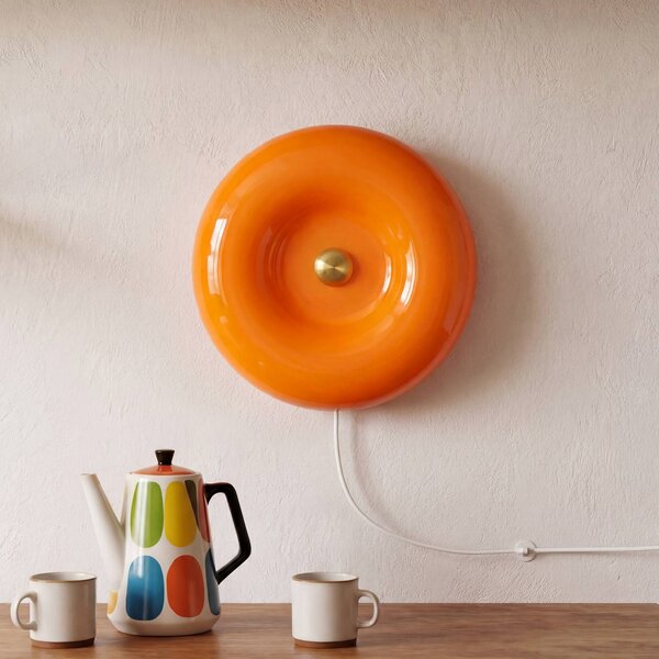 OSRAM Nástěnné světlo LED Decor Lunea, oranžová, Ø 30 cm, sklo, stmívatelné, stmívatelný, Žlutá / oranžová, Obývací pokoj / jídelna, Sklo, Moderní