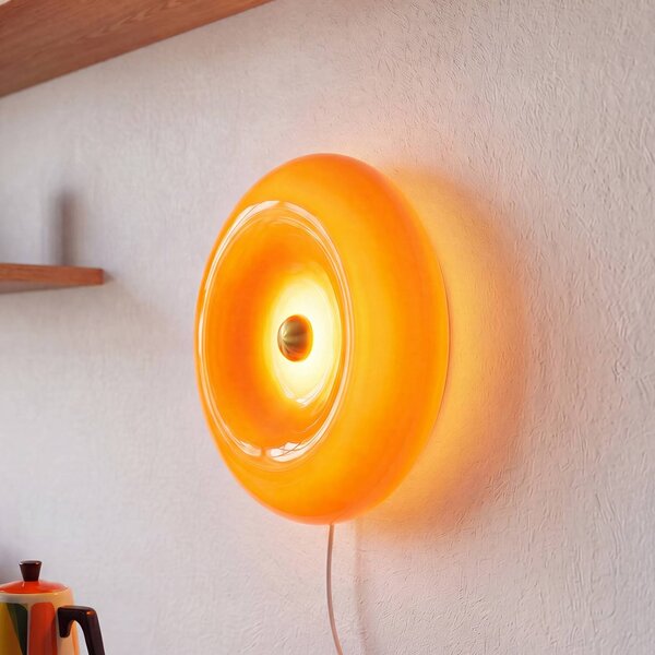OSRAM Nástěnné světlo LED Decor Lunea, oranžová, Ø 30 cm, sklo, stmívatelné, stmívatelný, Žlutá / oranžová, Obývací pokoj / jídelna, Sklo, Moderní