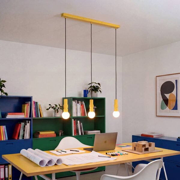 OSRAM Závěsné světlo Decor Bolty, žluté, délka 66 cm, 3 žárovky, stmívatelný, Žlutá / oranžová, Obývací pokoj / jídelna, kov, Young lifestyle