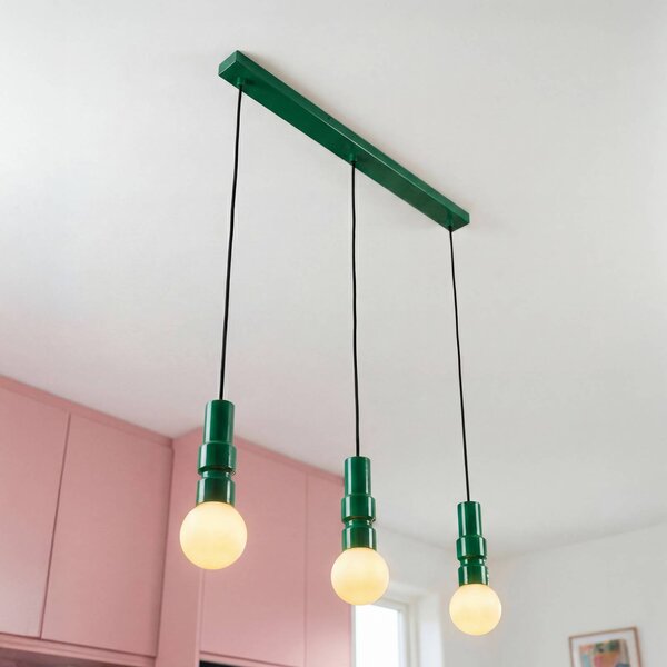 OSRAM Závěsné světlo Decor Bolty, zelené, délka 66 cm, 3 žárovky, stmívatelný, Zelená, Obývací pokoj / jídelna, kov, Young lifestyle