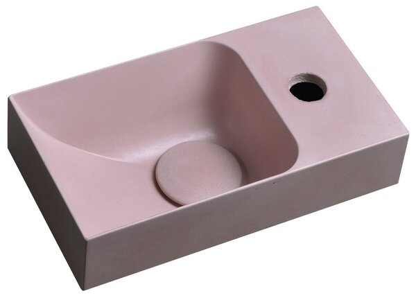 Sapho Sapho, PICCOLINO betonové umyvadlo 30,8x17cm, baterie vpravo, růžová mat, PK30521
