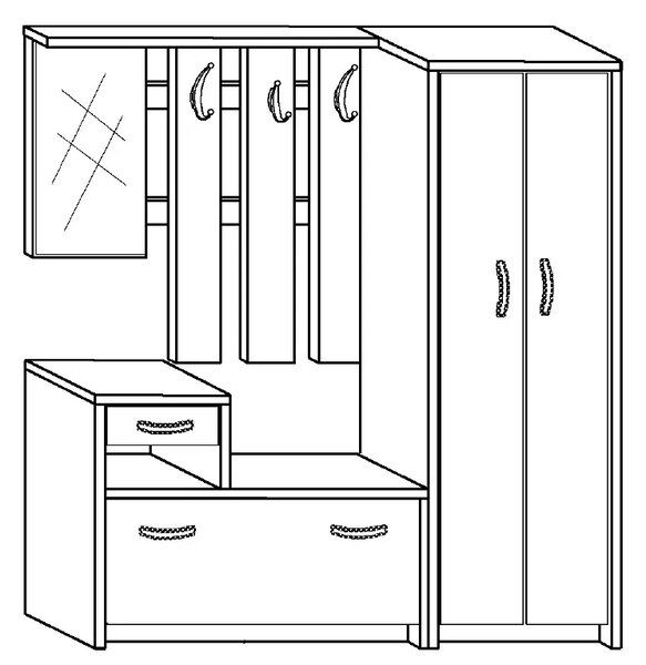 Předsíň BENDIGO, dub sonoma/bílá