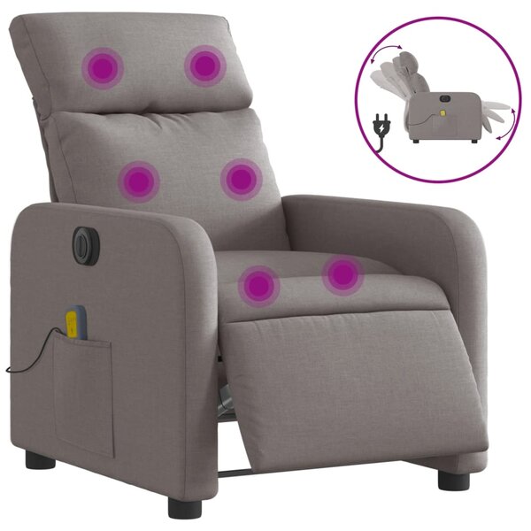 Elektrické masážní polohovací křeslo taupe textil 3206697