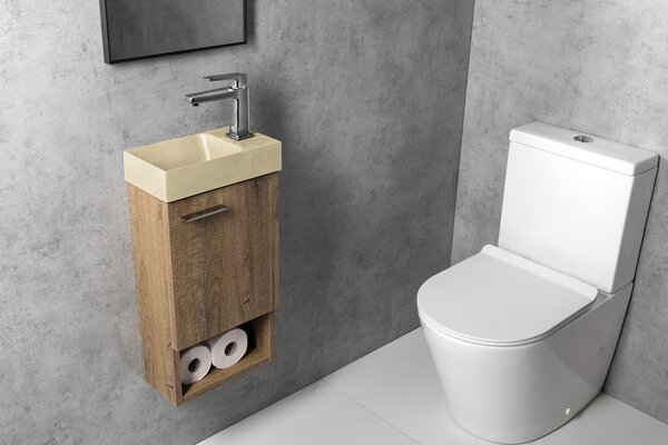 Sapho Sapho, PICCOLINO betonové umyvadlo 30,8x17cm, baterie vpravo, žlutá mat, PK30522