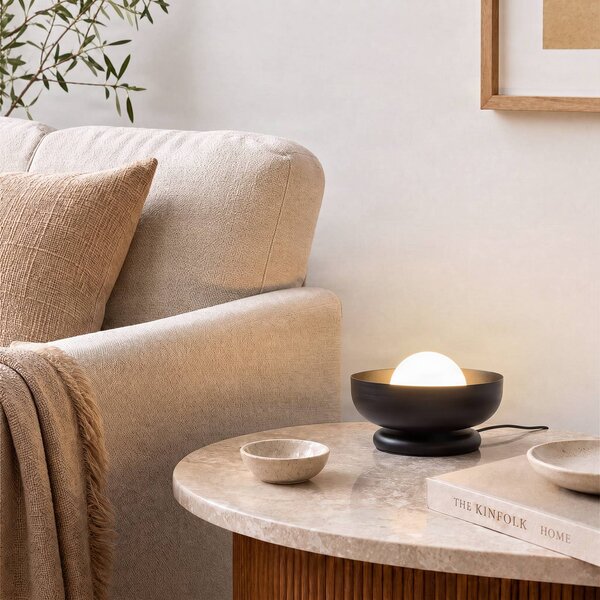 EMIBIG LIGHTING Stolní lampa Ozzy LN1, černá, ocel/sklo, výška 13 cm, G9, Černá, Obývací pokoj / jídelna, kov, Moderní