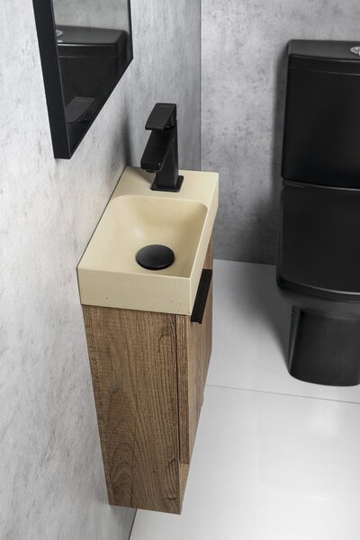 Sapho Sapho, PICCOLINO betonové umyvadlo 30,8x17cm, baterie vpravo, žlutá mat, PK30522