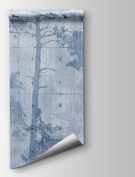 Fototapeta Skupina stromů s letícími ptáky, Lesní fototapety, Populární fototapety - Tapeko.co.cz