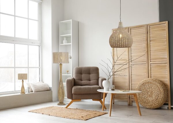 TRIO 567200130 TOBA stolní lampa V540mm 1xE27 dřevo, béžová