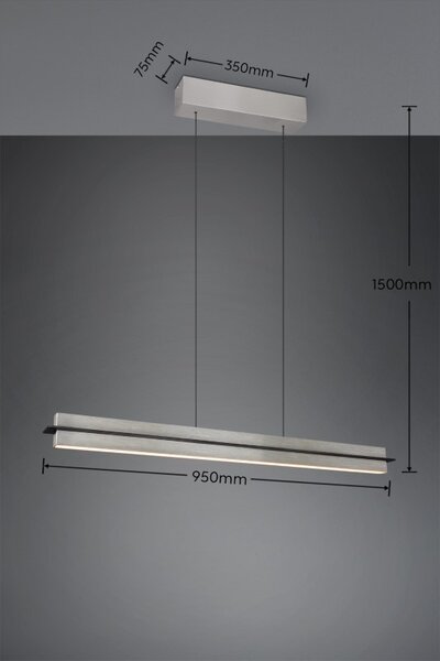 TRIO 346710107 EMERSON závěsné svítidlo SMD LED 22W/2500lm 2700-5000K nikl matný