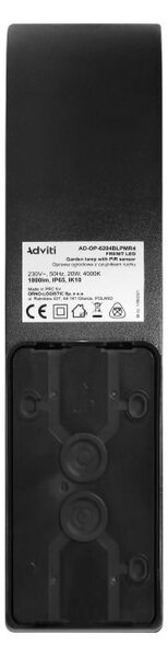 Venkovní svítidlo nástěnné s PIR ORNO FRENIT II AD-OP-6204BLPMR4, IP65, 4000K, 2000lm, černá