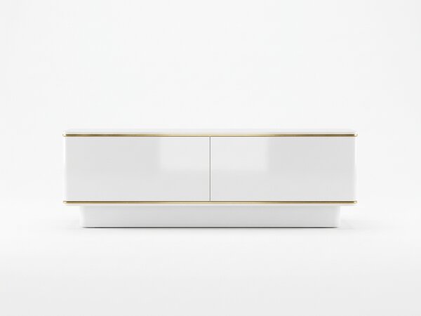 TV stolek ALVIN 135 cm, bílá/zlatá