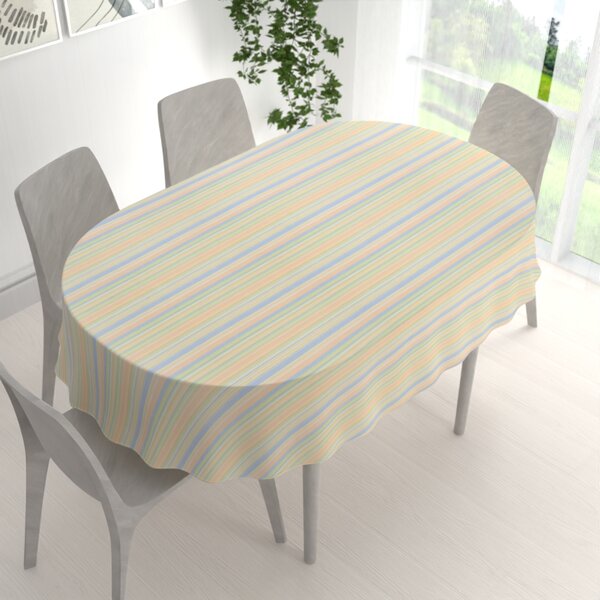 Biante Bavlněný oválný ubrus Sandra SA-734 Pastelově barevné proužky 50x100 cm