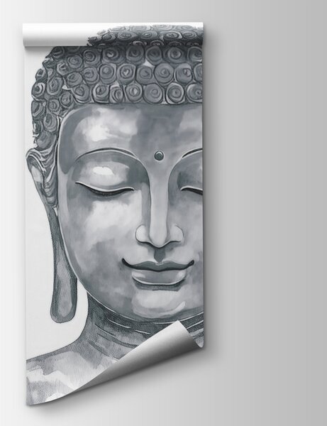 Fototapeta Socha Buddhy obklopená květinami, Abstraktní fototapety, Populární fototapety - Tapeko.co.cz