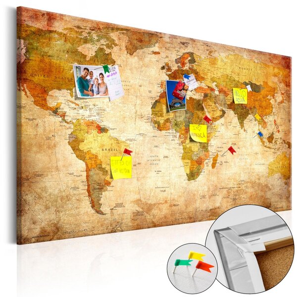 Korková nástěnka - Mapa světa: Cestování v čase 90x60