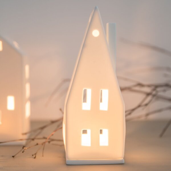 Porcelánový svícen domeček Pointed Roof 20 cm