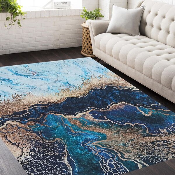 Makro Abra Moderní kusový koberec protiskluzový Horeca-New 111 Abstraktní modrý Rozměr: 120x180 cm