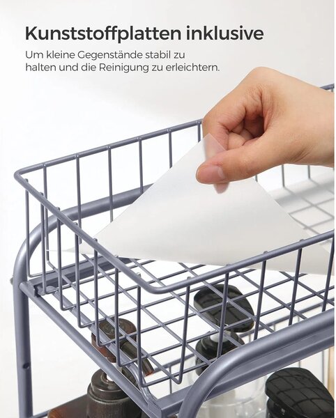 Kuchyňský organizér, se 2 kovovými košíčky, stříbrná barva