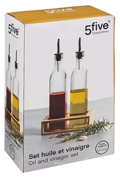 Lahve na olej a ocet v bambusovém stojanu GUSTO, 2x 480 ml