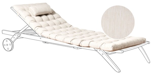 Polstr na zahradní lehátko CESANA PREMIUM 192 x 56 cm Světle béžová