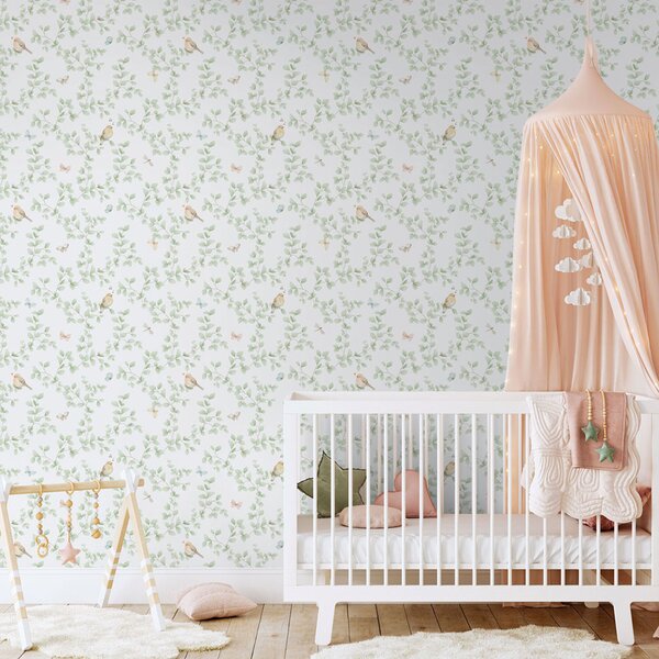 Dětská vliesová tapeta na zeď, zelená, ptáčci, 284-3, Enzo, ICH Wallcoverings