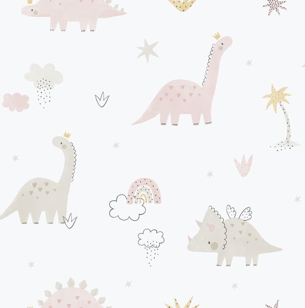 Dětská vliesová tapeta na zeď, růžová, dinosauři, 283-1, Enzo, ICH Wallcoverings