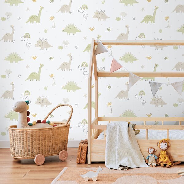 Dětská vliesová tapeta na zeď, zelená, dinosauři, 283-3, Enzo, ICH Wallcoverings